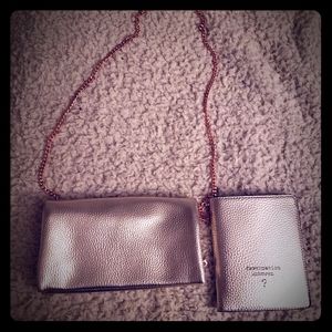 Rose gold clutch and matching passport cover